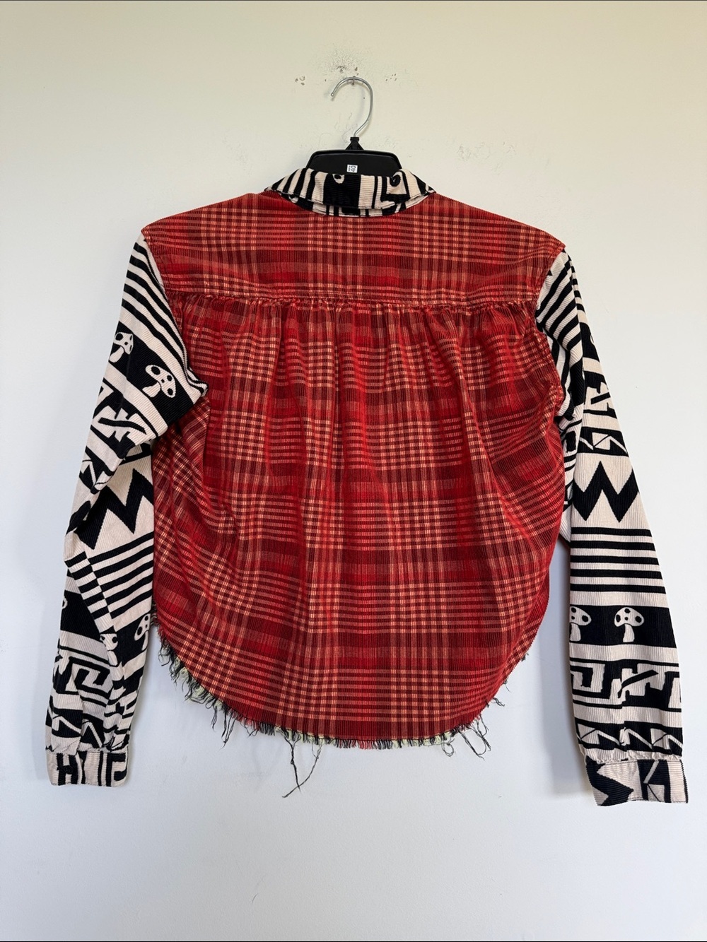 BDG Red Plaid-Lined Top with Black Graphic Detail - Picture 7 of 7